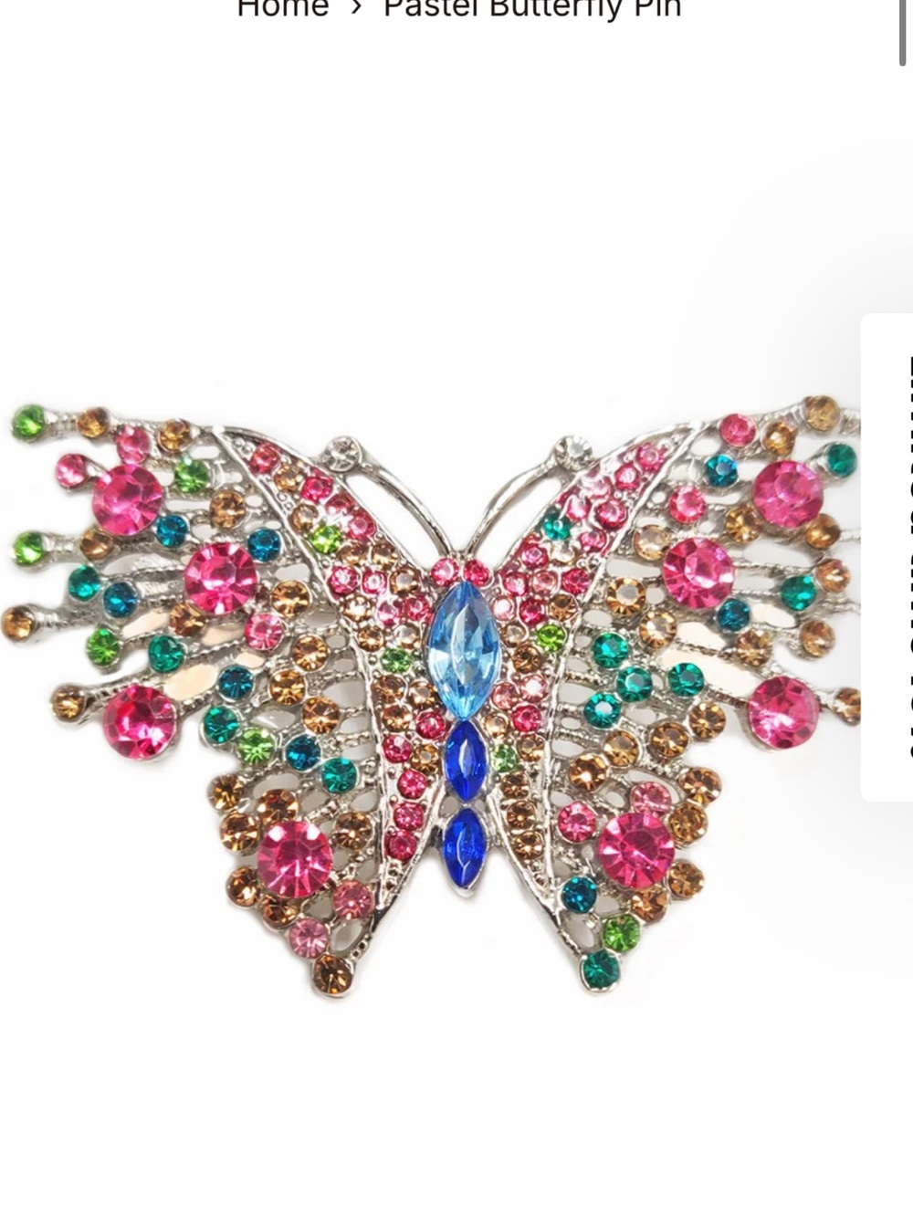 New Aratta Silent Journey - Pastel Butterfly Pin Brooch - Multicolor Rhinestone